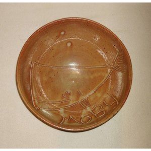 Bowl Handmade Clay Terracotta Brown Moby The Whale Signed Empty Bowls